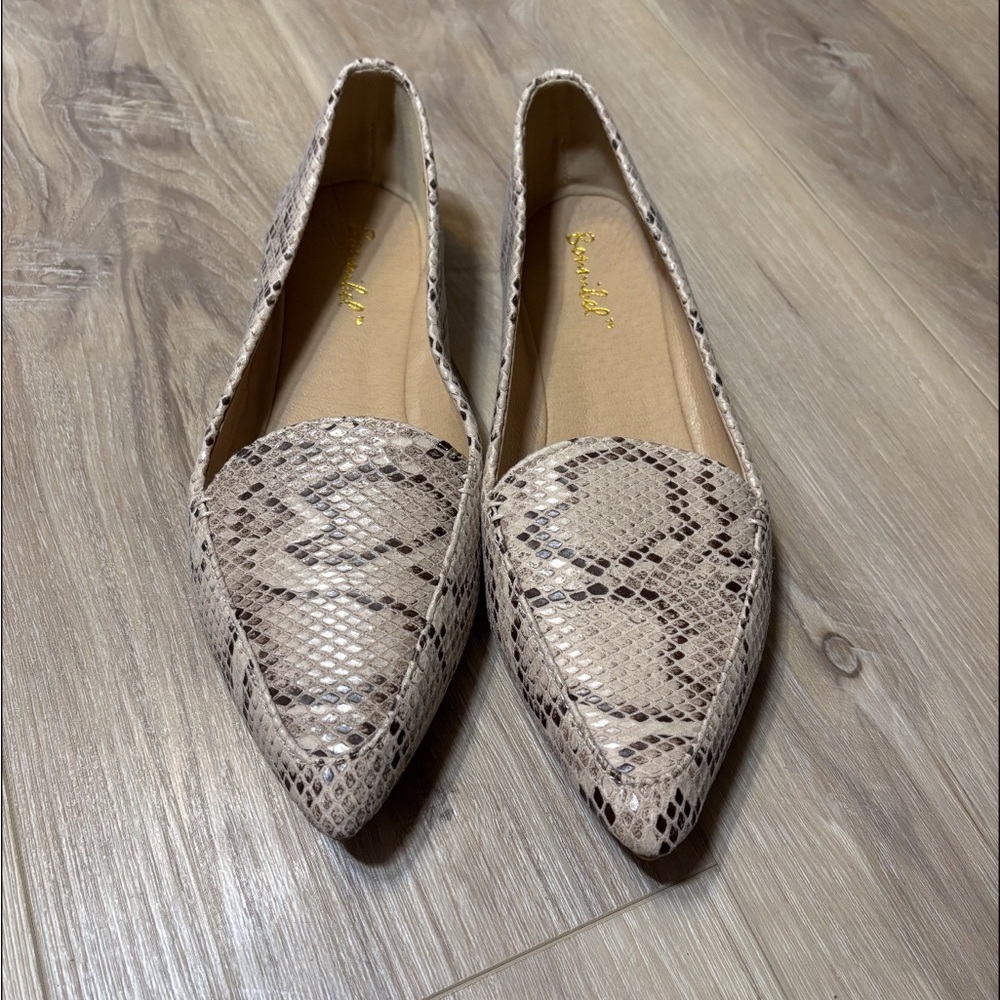 Bonnibel Beige Snakeskin Loafers